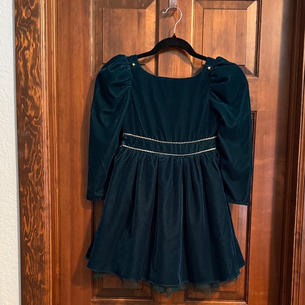 Janie and Jack Elegant Dark Green Velvet Dress